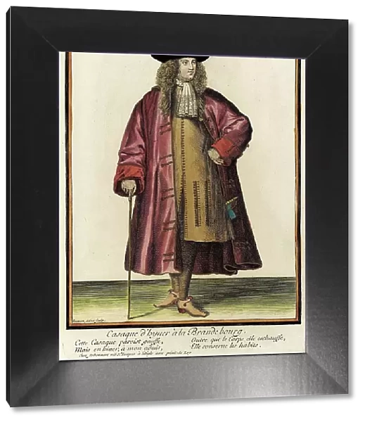 Recueil des modes de la cour de France, Casaque d'Hyuer à la Brandebourg, between c1675 and c1686. Creator: Nicolas Bonnart