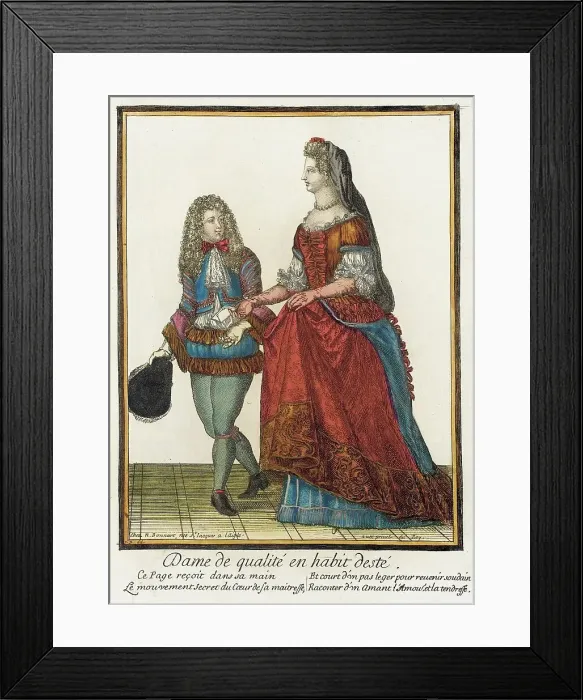 Framed Print : Recueil des modes de la cour de France, Dame de Qualité en Habit dEsté, between c1678 and c1693. Creator: Nicolas Bonnart Framed Print : Recueil des modes de la cour de France, Dame de Qualité en Habit dEsté, between c1678 and c1693. Creator: Nicolas Bonnart