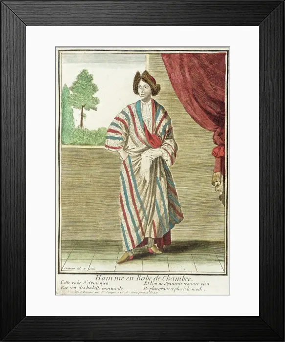 Framed Print : Recueil des modes de la cour de France, Homme en Robe de Chambre, 1676. Creator: Nicolas Bonnart Framed Print : Recueil des modes de la cour de France, Homme en Robe de Chambre, 1676. Creator: Nicolas Bonnart