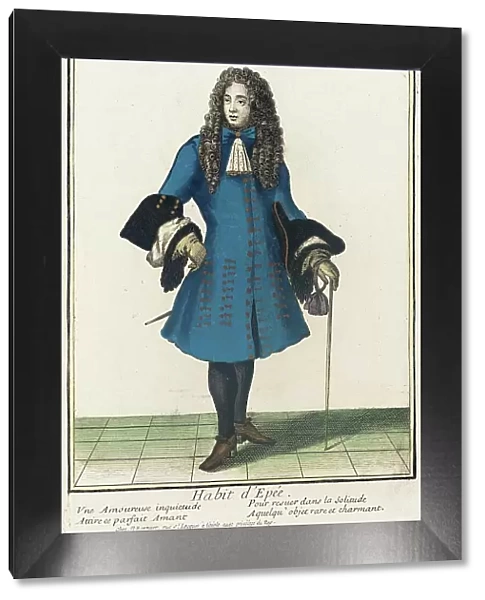 Recueil des modes de la cour de France, Habit d'Epée, between c1680 and c1690. Creator: Nicolas Bonnart