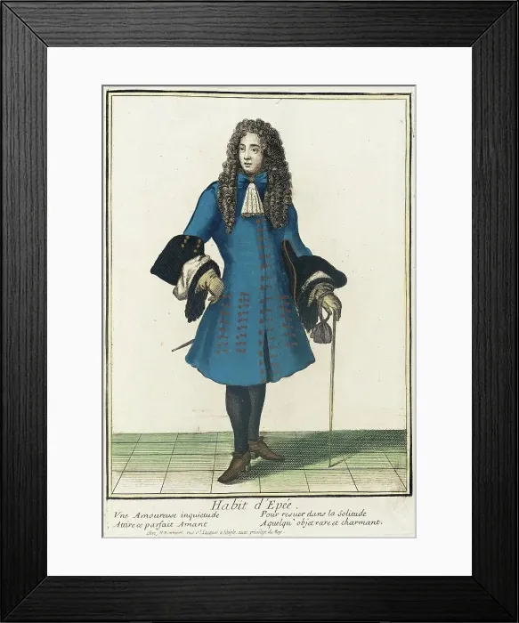 Framed Print : Recueil des modes de la cour de France, Habit d'Epée, between c1680 and c1690. Creator: Nicolas Bonnart Framed Print : Recueil des modes de la cour de France, Habit d'Epée, between c1680 and c1690. Creator: Nicolas Bonnart