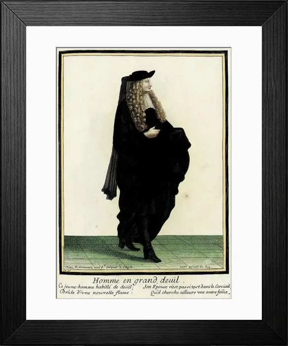 Framed Print : Recueil des modes de la cour de France, Homme en Grand Deüil, between 1670 and 1683. Creators: Nicolas Bonnart, Jean-Baptiste Bonnart Framed Print : Recueil des modes de la cour de France, Homme en Grand Deüil, between 1670 and 1683. Creators: Nicolas Bonnart, Jean-Baptiste Bonnart