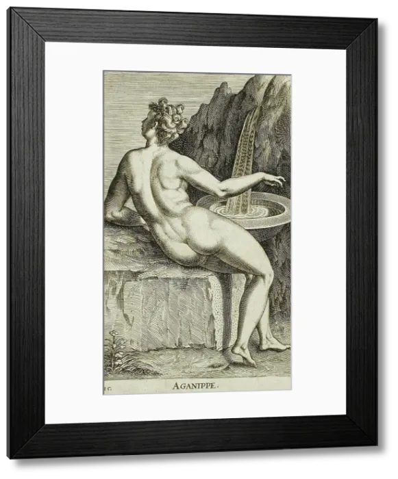Framed Print : Aganippe, 1587. Creator: Philip Galle Framed Print : Aganippe, 1587. Creator: Philip Galle