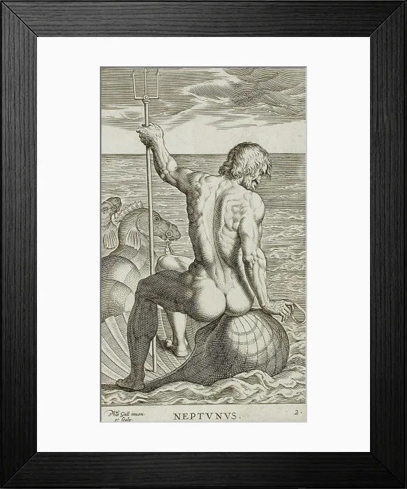 Framed Print : Neptunus, 1586. Creator: Philip Galle Framed Print : Neptunus, 1586. Creator: Philip Galle