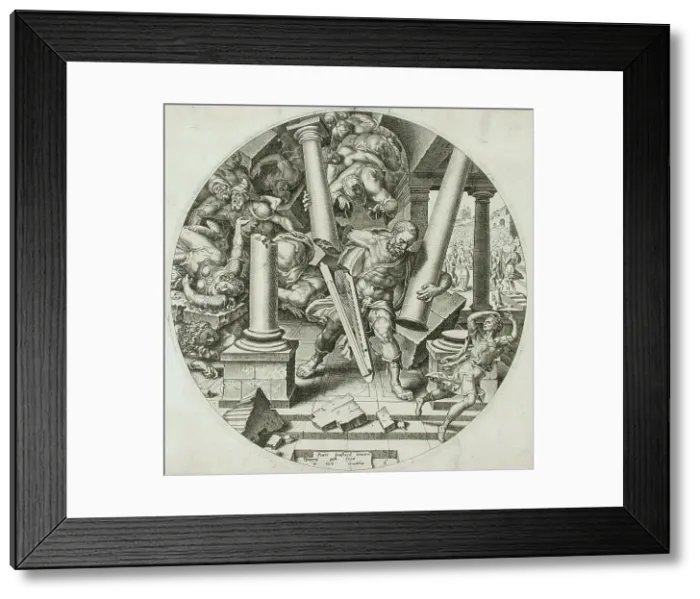 Framed Print : Samson Destroying the Temple, c1560. Creator: Philip Galle Framed Print : Samson Destroying the Temple, c1560. Creator: Philip Galle
