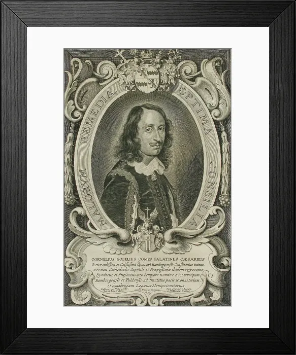 Framed Print : Cornelius Gobelius, Bishop of Bamberg, 1648. Creator: Pieter de Jode II Framed Print : Cornelius Gobelius, Bishop of Bamberg, 1648. Creator: Pieter de Jode II