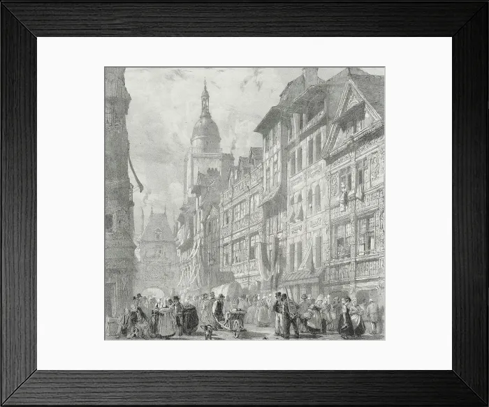 Framed Print : Rue du Gros Horloge, Rouen, 1824. Creator: Richard Parkes Bonington Framed Print : Rue du Gros Horloge, Rouen, 1824. Creator: Richard Parkes Bonington