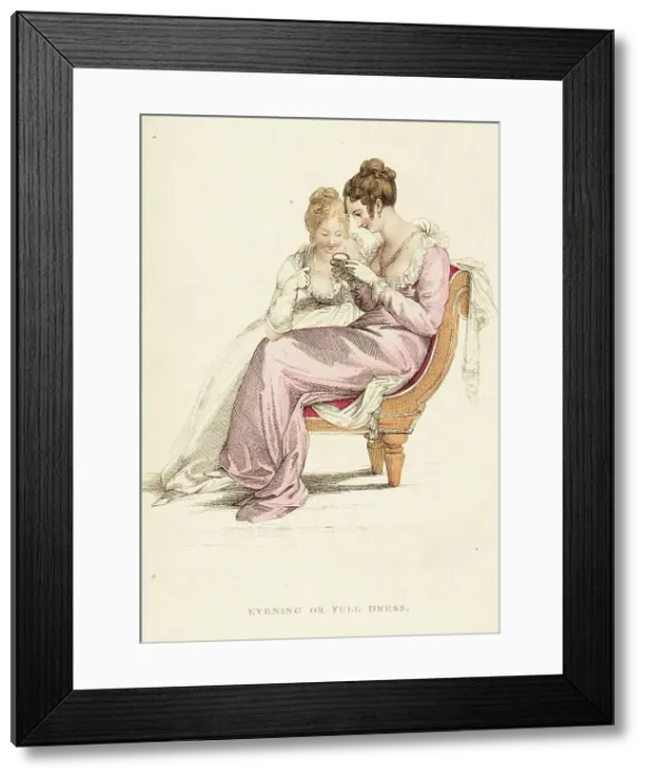 Framed Print : Fashion Plate (Evening or Full Dress), 1810. Creator: Rudolph Ackermann Framed Print : Fashion Plate (Evening or Full Dress), 1810. Creator: Rudolph Ackermann
