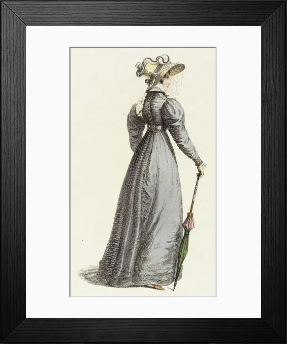 Framed Print : Fashion Plate (Trage de Paseo), 1825. Creator: Rudolph Ackermann Framed Print : Fashion Plate (Trage de Paseo), 1825. Creator: Rudolph Ackermann
