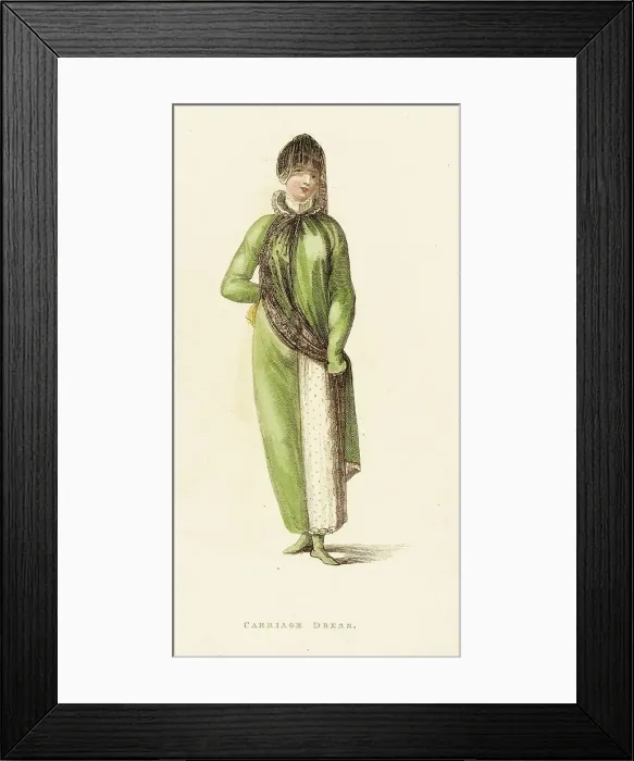Framed Print : Fashion Plate (Carriage Dress), 1811. Creator: Rudolph Ackermann Framed Print : Fashion Plate (Carriage Dress), 1811. Creator: Rudolph Ackermann