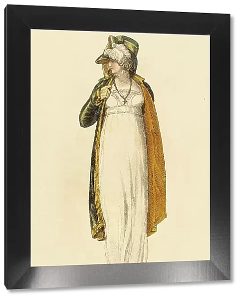 Fashion Plate (Tyrolese Walking Dress), 1809. Creator: Rudolph Ackermann