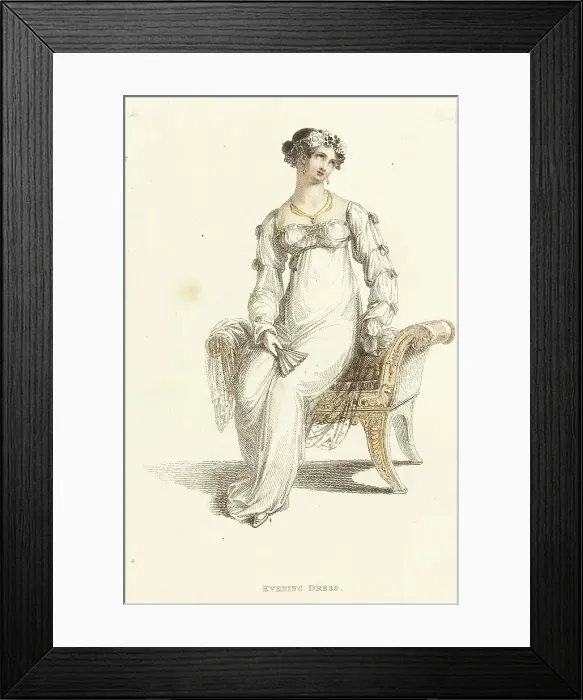 Framed Print : Fashion Plate (Evening Dress), 1812. Creator: Rudolph Ackermann Framed Print : Fashion Plate (Evening Dress), 1812. Creator: Rudolph Ackermann