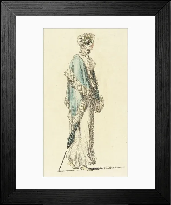 Framed Print : Fashion Plate (Promenade Dress), 1813. Creator: Rudolph Ackermann Framed Print : Fashion Plate (Promenade Dress), 1813. Creator: Rudolph Ackermann