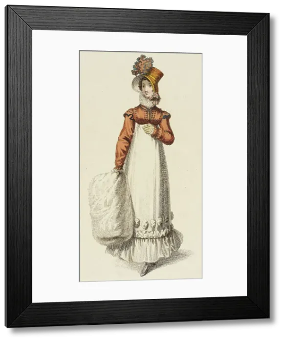 Framed Print : Fashion Plate (Walking Dress), 1817. Creator: Rudolph Ackermann Framed Print : Fashion Plate (Walking Dress), 1817. Creator: Rudolph Ackermann