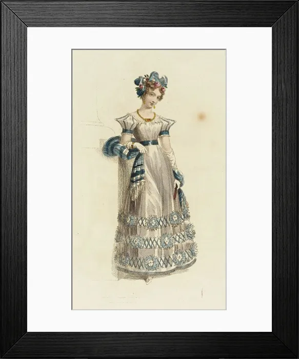Framed Print : Fashion Plate (Evening Dress), 1827. Creator: Rudolph Ackermann Framed Print : Fashion Plate (Evening Dress), 1827. Creator: Rudolph Ackermann