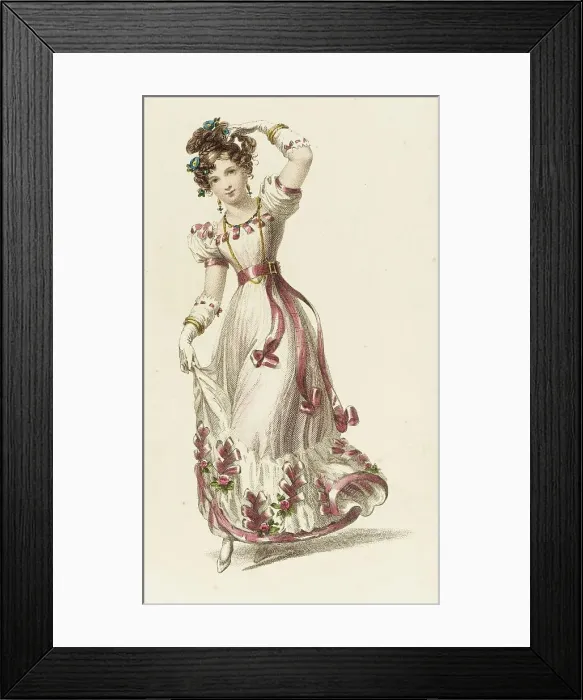 Framed Print : Fashion Plate (Ball Dress), 1827. Creator: Rudolph Ackermann Framed Print : Fashion Plate (Ball Dress), 1827. Creator: Rudolph Ackermann
