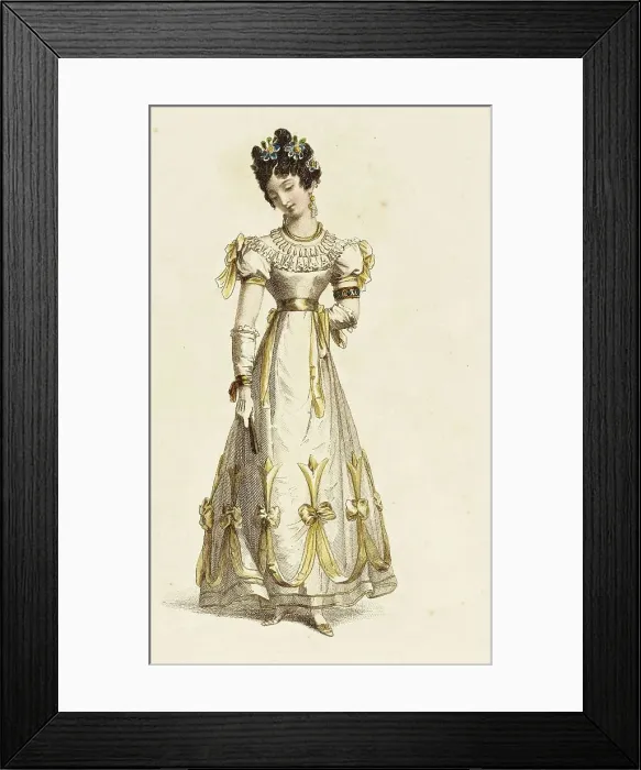 Framed Print : Fashion Plate (Ball Dress), 1827. Creator: Rudolph Ackermann Framed Print : Fashion Plate (Ball Dress), 1827. Creator: Rudolph Ackermann