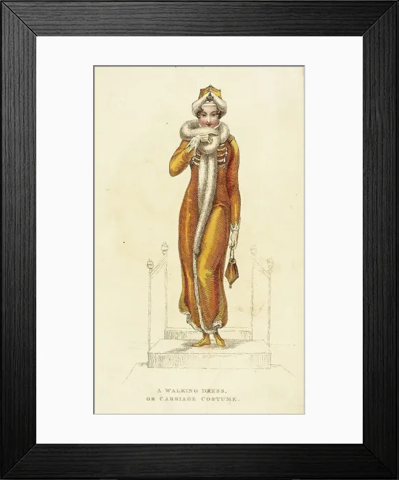 Framed Print : Fashion Plate (A Walking Dress, or Carriage Costume), 1811. Creator: Rudolph Ackermann Framed Print : Fashion Plate (A Walking Dress, or Carriage Costume), 1811. Creator: Rudolph Ackermann