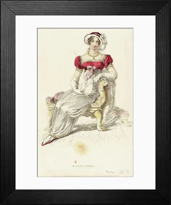 Framed Print : Fashion Plate (Evening Dress), 1812. Creator: Rudolph Ackermann Framed Print : Fashion Plate (Evening Dress), 1812. Creator: Rudolph Ackermann