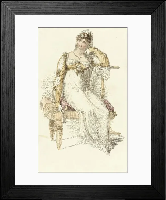 Framed Print : Fashion Plate (Evening Dress), 1813. Creator: Rudolph Ackermann Framed Print : Fashion Plate (Evening Dress), 1813. Creator: Rudolph Ackermann