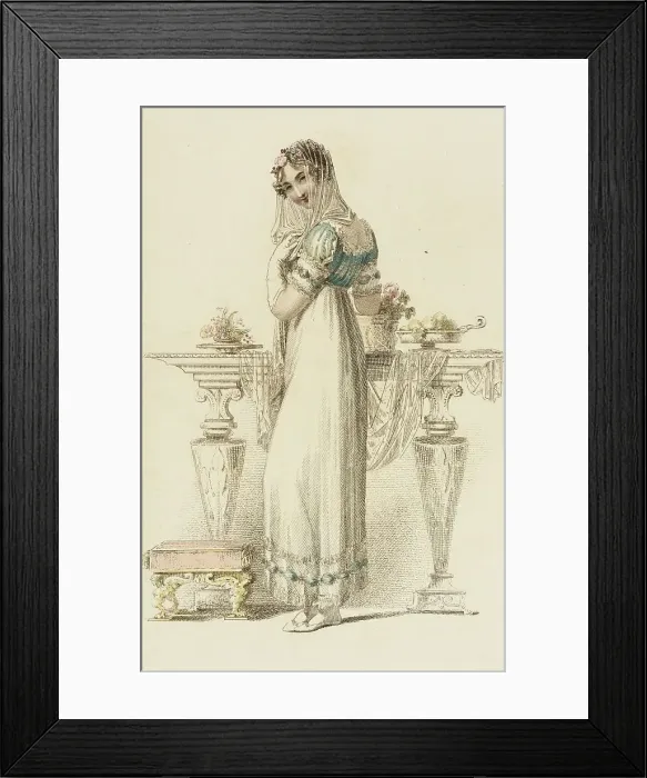 Framed Print : Fashion Plate (Ball Dress), 1814. Creator: Rudolph Ackermann Framed Print : Fashion Plate (Ball Dress), 1814. Creator: Rudolph Ackermann