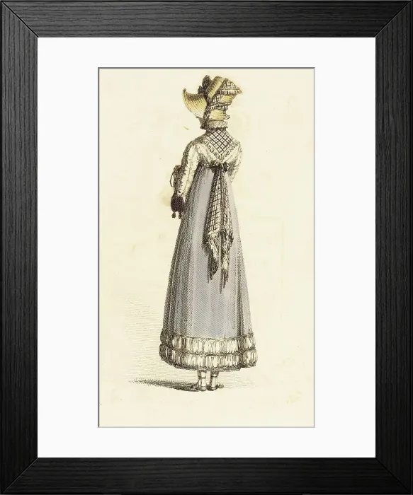 Framed Print : Fashion Plate (Walking Dress), 1814. Creator: Rudolph Ackermann Framed Print : Fashion Plate (Walking Dress), 1814. Creator: Rudolph Ackermann