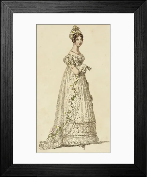 Framed Print : Fashion Plate (Full Dress), 1817. Creator: Rudolph Ackermann Framed Print : Fashion Plate (Full Dress), 1817. Creator: Rudolph Ackermann