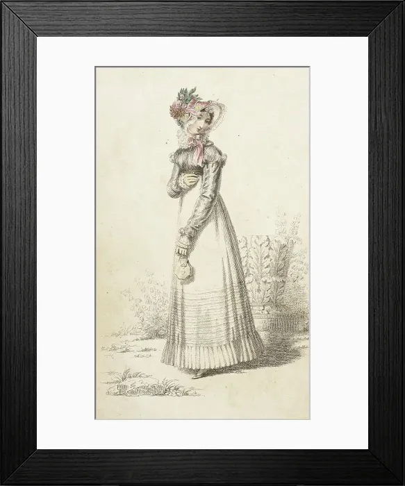 Framed Print : Fashion Plate (Walking Dress), 1820. Creator: Rudolph Ackermann Framed Print : Fashion Plate (Walking Dress), 1820. Creator: Rudolph Ackermann