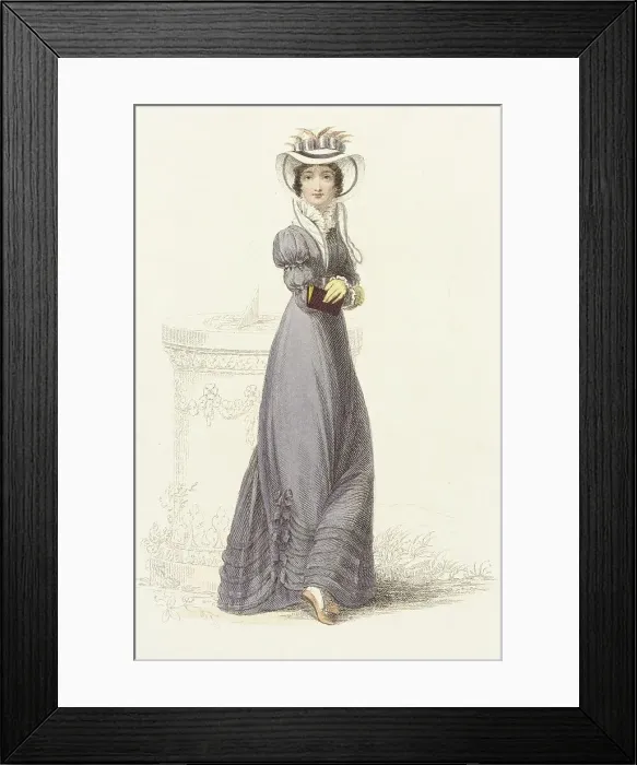 Framed Print : Fashion Plate (Promenade Dress), 1824. Creator: Rudolph Ackermann Framed Print : Fashion Plate (Promenade Dress), 1824. Creator: Rudolph Ackermann