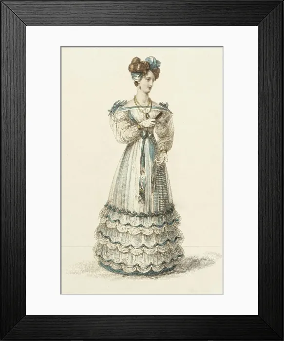 Framed Print : Fashion Plate (Evening Dress), 1826. Creator: Rudolph Ackermann Framed Print : Fashion Plate (Evening Dress), 1826. Creator: Rudolph Ackermann