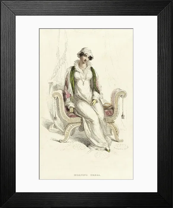Framed Print : Fashion Plate (Morning Dress), 1812. Creator: Rudolph Ackermann Framed Print : Fashion Plate (Morning Dress), 1812. Creator: Rudolph Ackermann