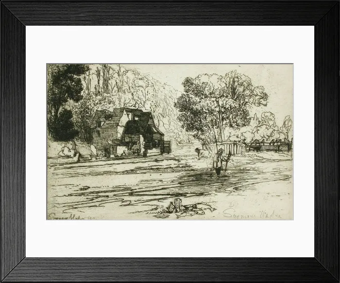 Framed Print : Iffley Mill, 1870. Creator: Francis Seymour Haden Framed Print : Iffley Mill, 1870. Creator: Francis Seymour Haden