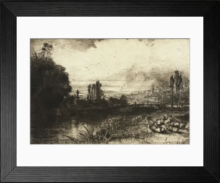 Framed Print : On the Test, 1859. Creator: Francis Seymour Haden Framed Print : On the Test, 1859. Creator: Francis Seymour Haden