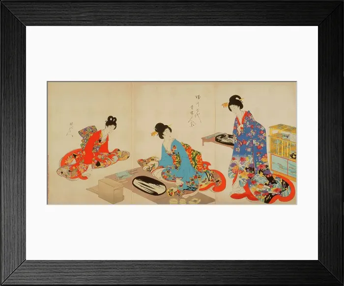 Framed Print : Women's Activities of the Tokugawa Era: Creating Bonkei (actually... between c1896 and c1897. Creator: Chikanobu Yoshu) Framed Print : Women's Activities of the Tokugawa Era: Creating Bonkei (actually... between c1896 and c1897. Creator: Chikanobu Yoshu)