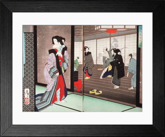 Framed Print : The Story of Shiraito, a Courtesan of the Hashimoto House, 1886. Creator: Tsukioka Yoshitoshi Framed Print : The Story of Shiraito, a Courtesan of the Hashimoto House, 1886. Creator: Tsukioka Yoshitoshi