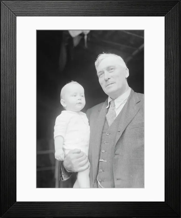 Framed Print : Captain Everett Edwards and baby, portrait photograph, 1933. Creator: Arnold Genthe Framed Print : Captain Everett Edwards and baby, portrait photograph, 1933. Creator: Arnold Genthe