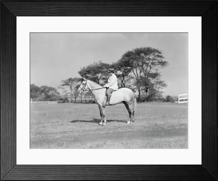 Framed Print : Fletcher, Walter D. on horse, 1933 or 1934. Creator: Arnold Genthe Framed Print : Fletcher, Walter D. on horse, 1933 or 1934. Creator: Arnold Genthe