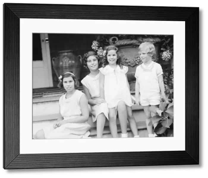 Framed Print : Children of W.G. Kimball, seated on the steps of their house, between 1911 and 1942. Creator: Arnold Genthe Framed Print : Children of W.G. Kimball, seated on the steps of their house, between 1911 and 1942. Creator: Arnold Genthe