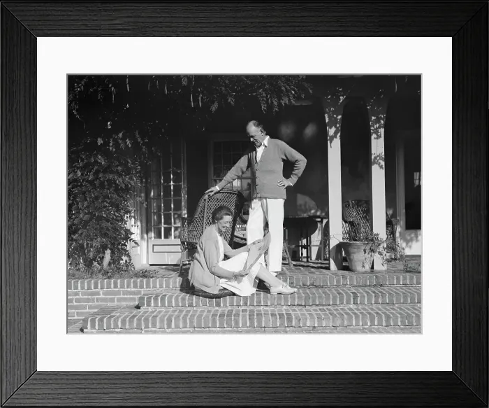 Framed Print : Mr. and Mrs. Hamilton King seated on the steps of their house, between 1911 and 1934. Creator: Arnold Genthe Framed Print : Mr. and Mrs. Hamilton King seated on the steps of their house, between 1911 and 1934. Creator: Arnold Genthe