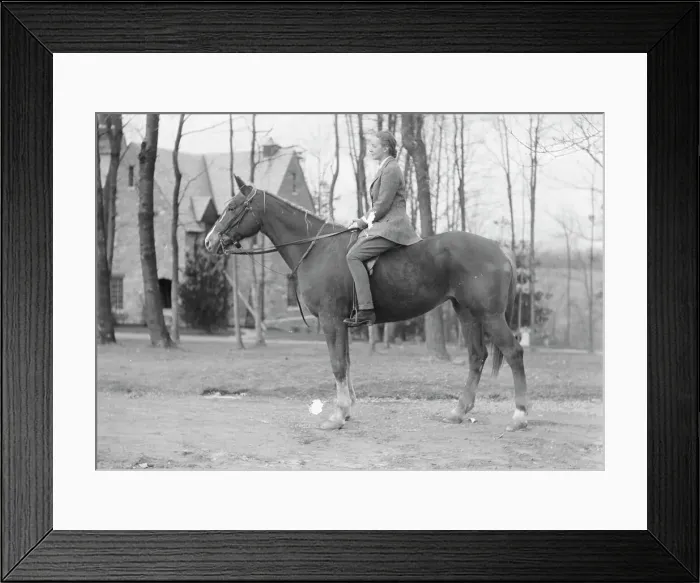 Framed Print : Manners, Alice G. Mrs. on horseback, between 1936 and 1942. Creator: Arnold Genthe Framed Print : Manners, Alice G. Mrs. on horseback, between 1936 and 1942. Creator: Arnold Genthe