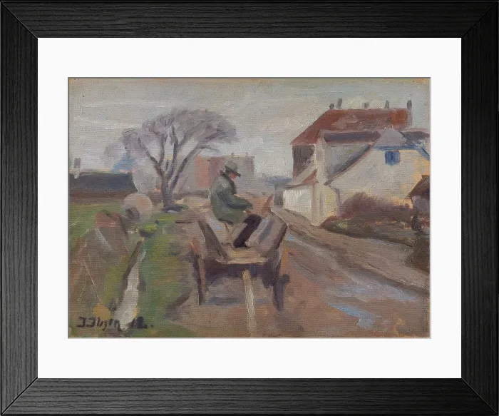 Framed Print : The Painter Olund Hansen Sitting in a Wagon Painting, 1912. Creator: Immanuel Ibsen Framed Print : The Painter Olund Hansen Sitting in a Wagon Painting, 1912. Creator: Immanuel Ibsen