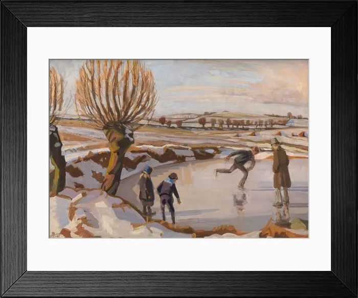Framed Print : Winter has come, landscape with skating rink, 1919-1921. Creator: Fritz Syberg Framed Print : Winter has come, landscape with skating rink, 1919-1921. Creator: Fritz Syberg