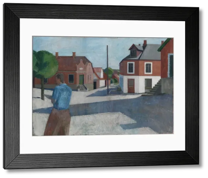 Framed Print : Street with Figure, 1936. Creator: Erik Raadal Framed Print : Street with Figure, 1936. Creator: Erik Raadal