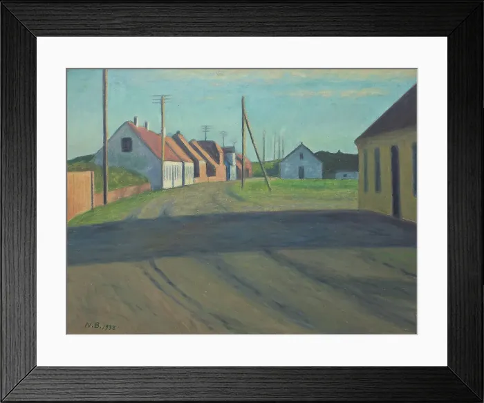 Framed Print : Road in a small town, Strande, 1938. Creator: Niels Bjerre Framed Print : Road in a small town, Strande, 1938. Creator: Niels Bjerre