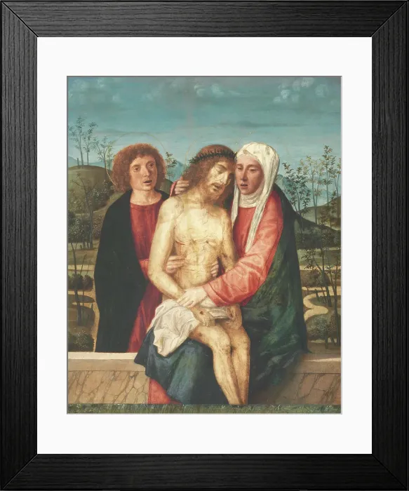 Framed Print : Pietà with Virgin and St. John, 1485-1527. Creator: Giovanni di Niccolo Mansueti Framed Print : Pietà with Virgin and St. John, 1485-1527. Creator: Giovanni di Niccolo Mansueti