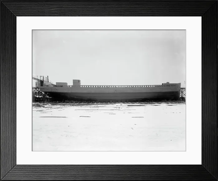 Framed Print : Broadside view on launching cradle, launch S.S. Tionesta, Dec. 15, 1902, 1902 Dec 15. Creator: Unknown Framed Print : Broadside view on launching cradle, launch S.S. Tionesta, Dec. 15, 1902, 1902 Dec 15. Creator: Unknown