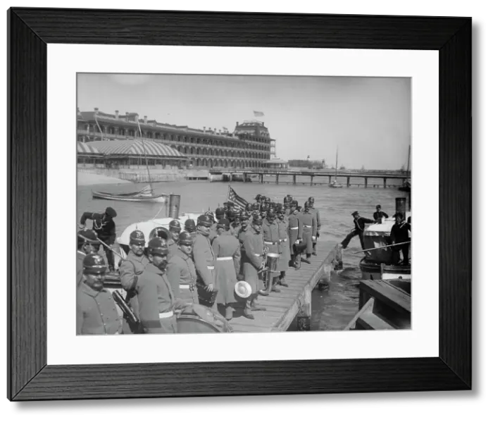 Framed Print : Returning from drill, Hampton Roads, between 1890 and 1901. Creator: Unknown