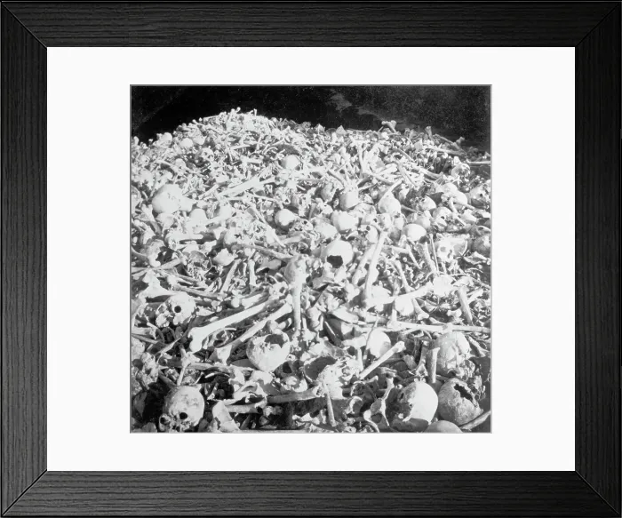 Framed Print : A Heap of bones in the cemetery, Necropolis Cristobal Colon, Havana, between 1895 and 1910. Creator: Unknown Framed Print : A Heap of bones in the cemetery, Necropolis Cristobal Colon, Havana, between 1895 and 1910. Creator: Unknown