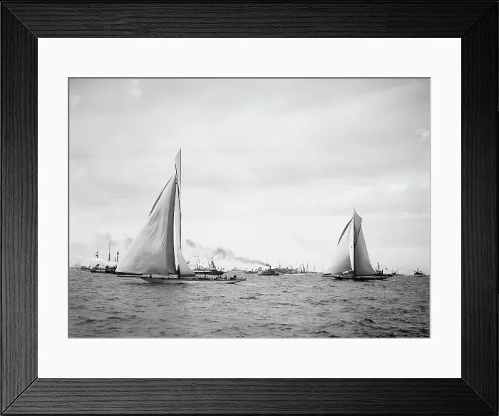Framed Print : The Finish, Columbia on the line, Sept. 28, 1901, c1901. Creator: Unknown Framed Print : The Finish, Columbia on the line, Sept. 28, 1901, c1901. Creator: Unknown