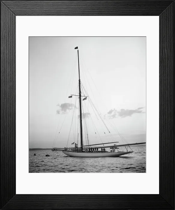 Framed Print : Victorious Columbia at mooring in the horseshoe after race of Oct. 4, 1901... Creator: Unknown Framed Print : Victorious Columbia at mooring in the horseshoe after race of Oct. 4, 1901... Creator: Unknown